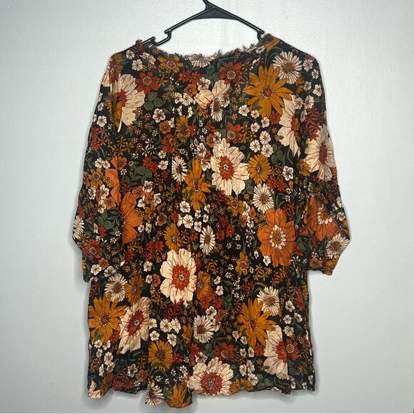 Natural Life NEW Loge Floral Boho Cotton Top w/ Matching Drawstring Bag S/M - Picture 5 of 8
